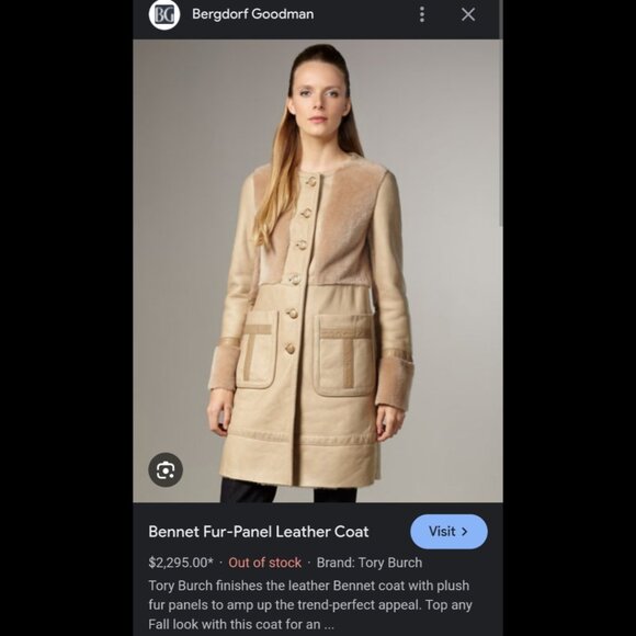 $2300 TORY BURCH Small 2/4 SHEARLING LAMB FUR Leather Bennett Coat MAX MARA - Picture 3 of 12